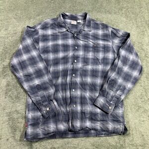 Vintage Levi's dry goods, Long sleeve‎ button down, mens large, plaid, blue/gray